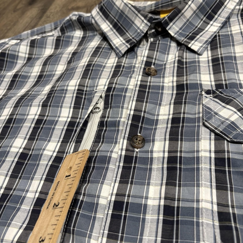 Eddie Bauer AV Shirt Mens 2XL Blue Plaid Short Sleeve Button Up Vented Outdoor - Picture 6 of 8